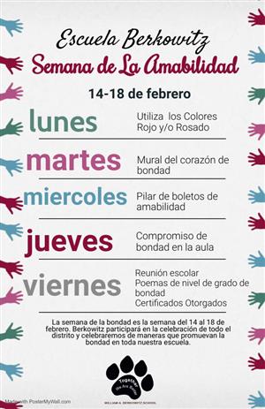 Berkowitz Kindness Week Flyer - Spanish